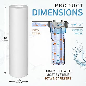 Ronaqua 20 Micron Sediment Water Filter Cartridge 10"x2.5", NSF Certified, 4-Layer Filtration for any 10-inch RO Units & Whole House Systems, Compatible with Culligan P5, AP110, WHKF-GD05, 4 Pack