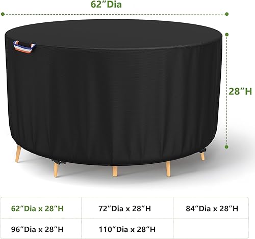 Miniatura 3 de STARTWO Fundas redondas para muebles de patio, fundas impermeables para muebles de exterior, resistentes a los rayos UV (62 pulgadas de diámetro x