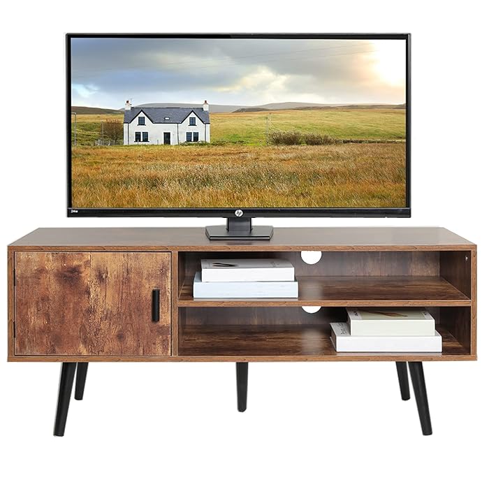 Buy usikey MidCentury TV Stand with 2 Storage Shelves&Door, TV Console