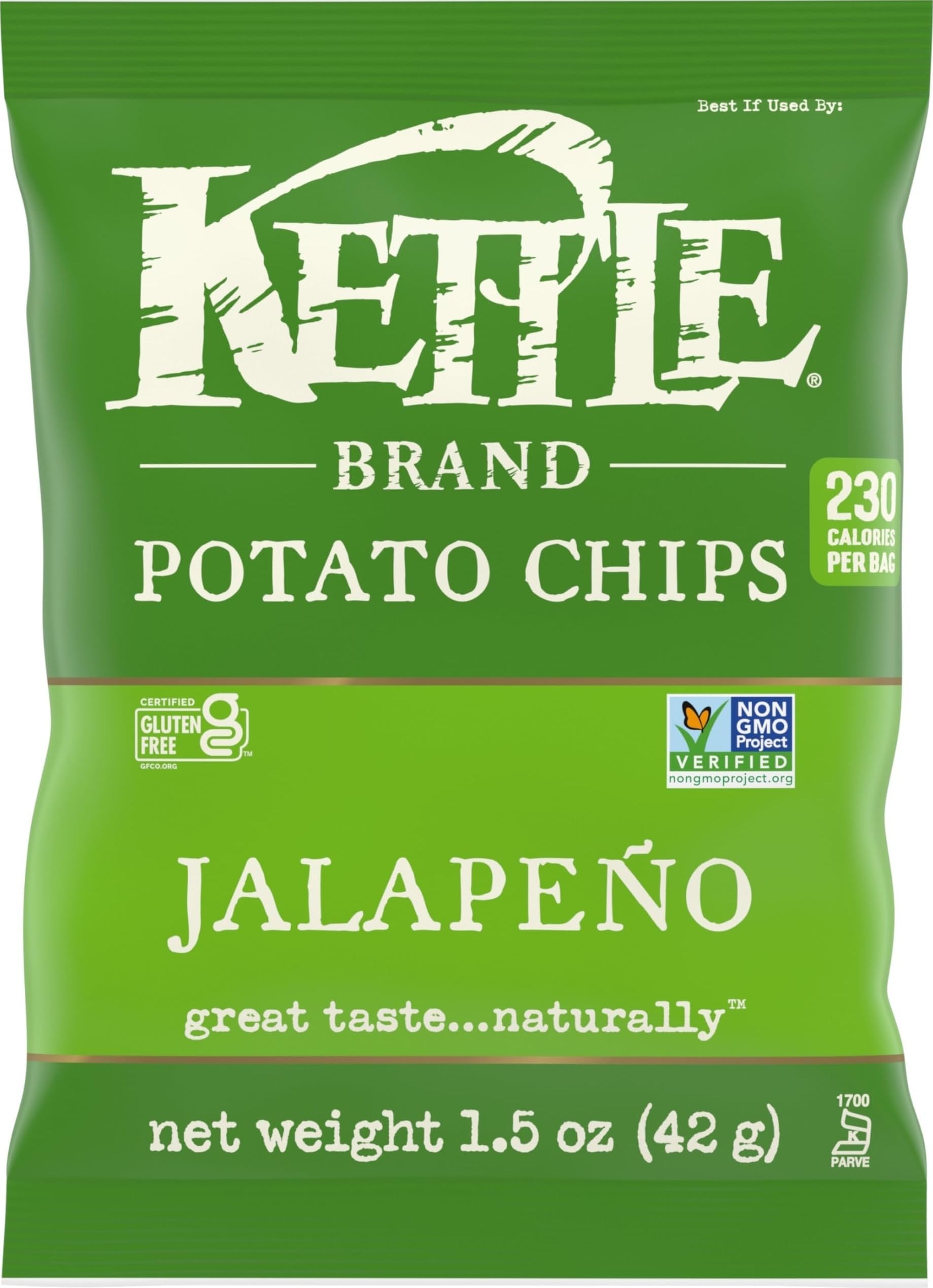 Potato Chips, Jalapeno Kettle Chips, Snack Bag, 1.5 Oz (Pack of 24)