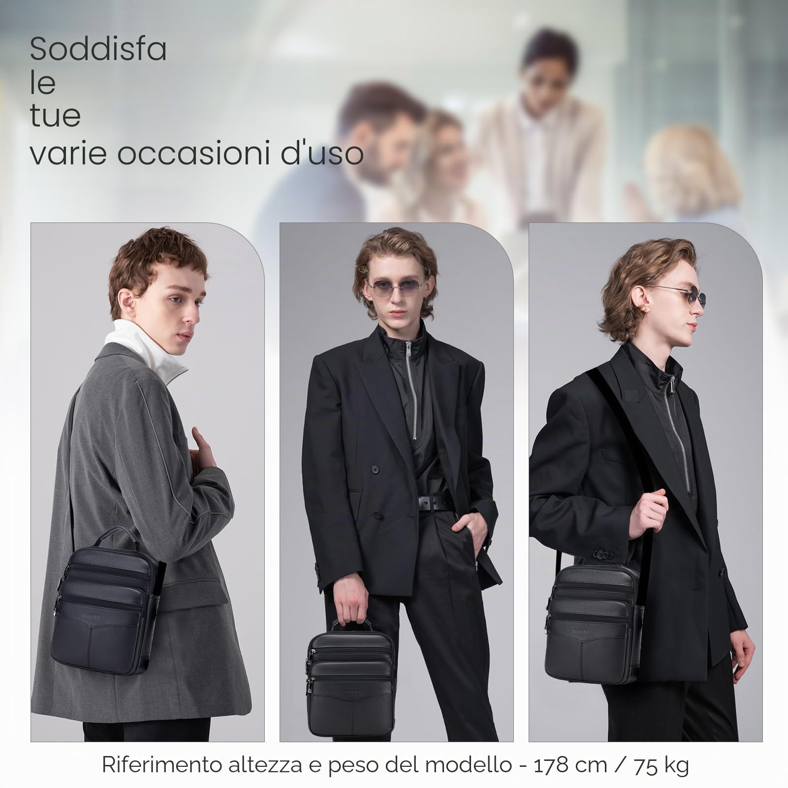 SPAHER Borsello Tracolla Uomo Pelle Borse Uomo Tracolla Borsa Tracolla Uomo Borselli Tracolla per Uomo Borsa a Spalla Borsa da Lavoro Crossbody Bag Borse Messenger per Ufficio Scuola Viaggio