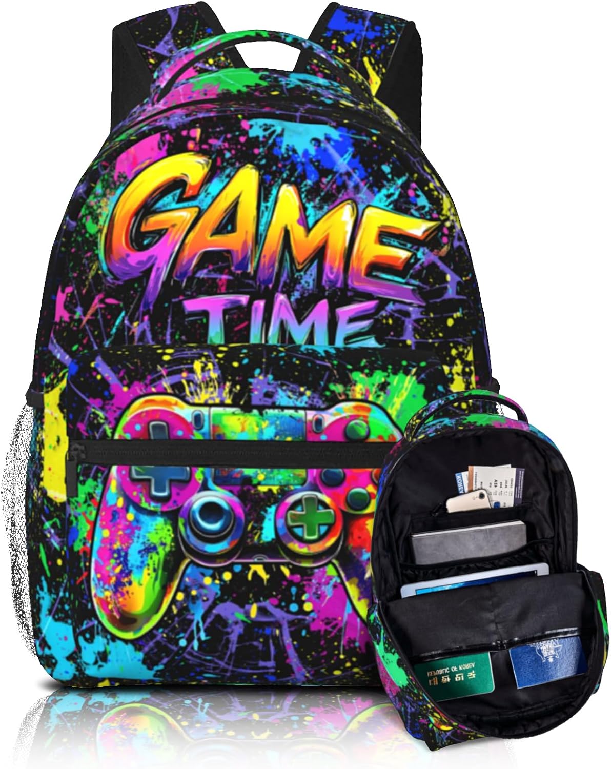Game School Backpack for Boys Teen Graffiti Gaming Backpack for Kids 6-18 Game Book...