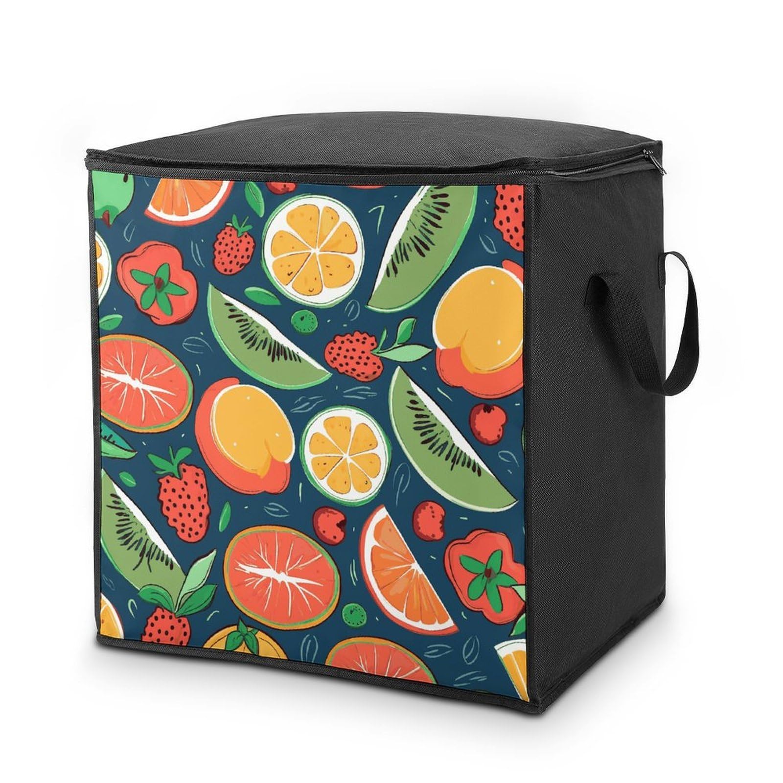 Fekiloot Style Fruits Pattern Storage Bags With Reinforced Handles,Moving Bag With Zipper,Closet Organizers,Compression Packing Cubes