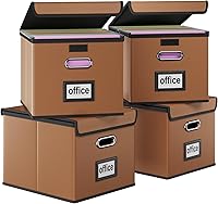 Vista 56 de Caja organizadora de archivos Huolewa con tapa, organizador de carpetas de archivos plegable para almacenamiento de documentos de oficina, caja