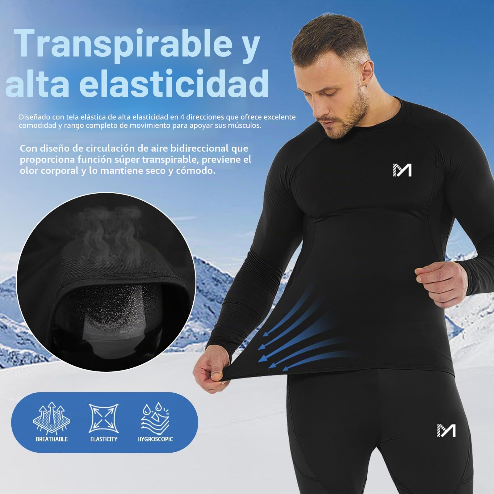 MEETWEE Camiseta De Compresión Hombre, Manga Larga para Deportes Camisetas Transpirable Secado Rápido T-Shirt para Running Ciclismo Fitness