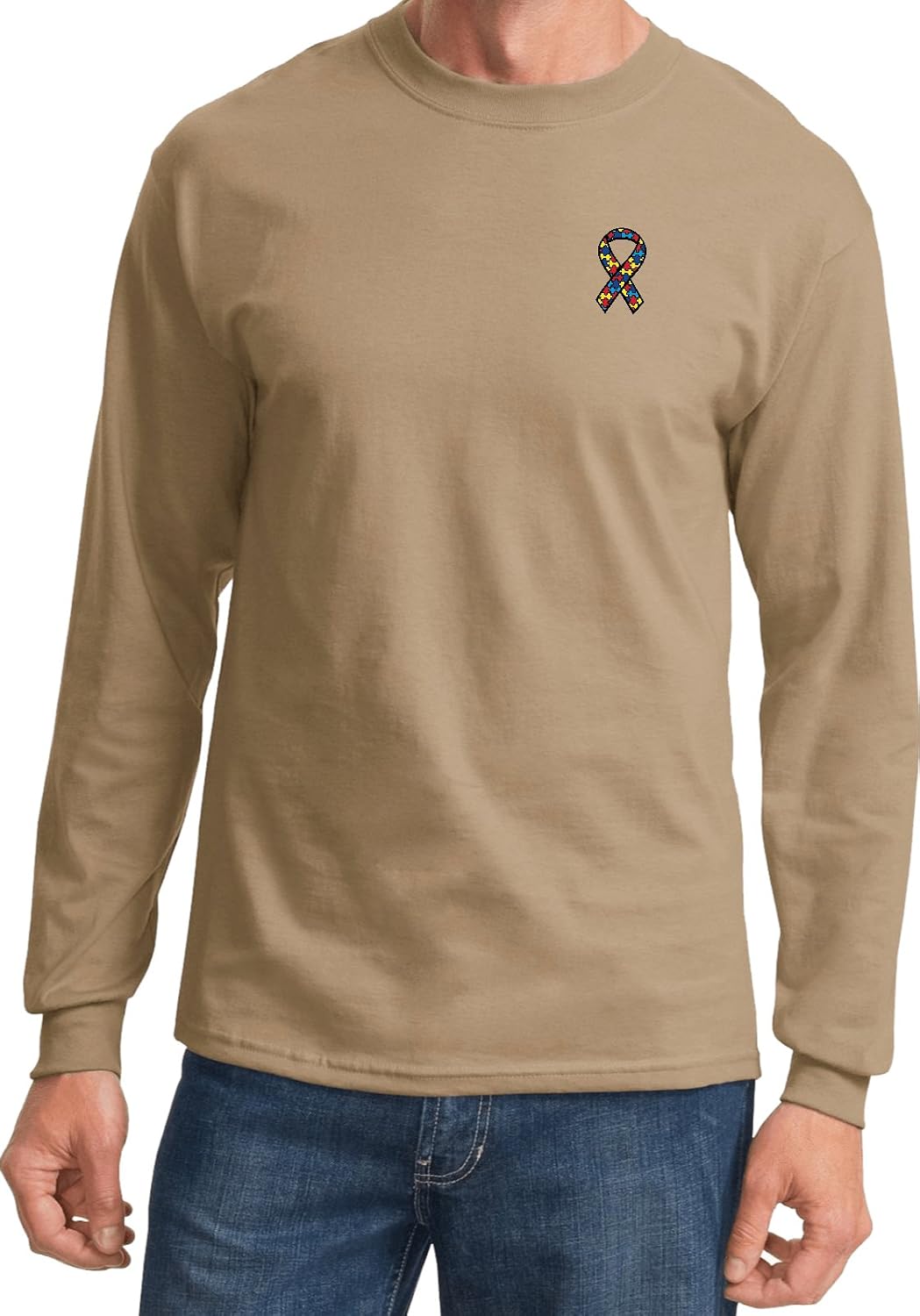 Buy Cool Shirts Autism Ribbon Pocket Print Long Sleeve