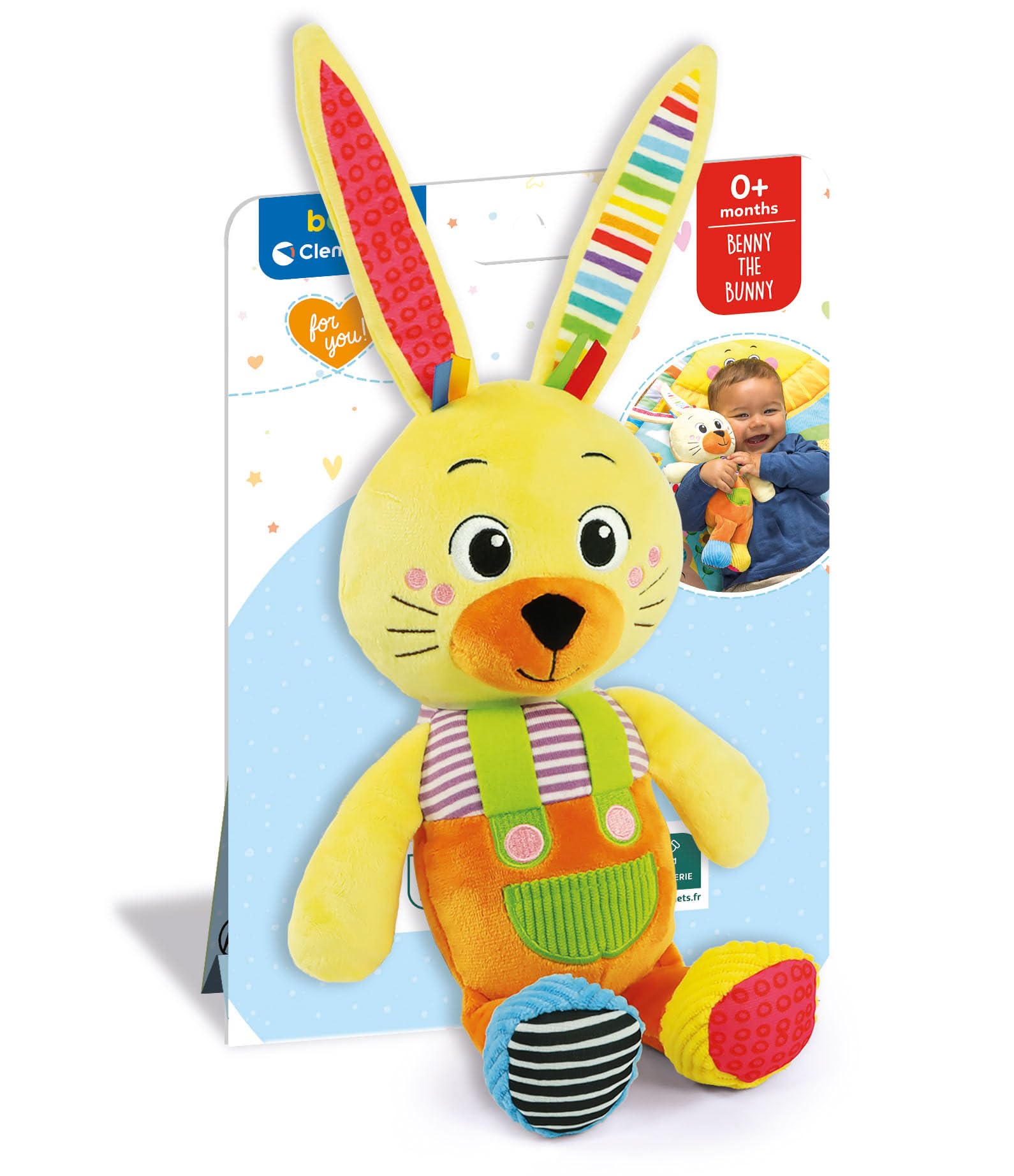 Clementoni Baby Infant Toys, Plush Benny the Bunny, New Born Gift, Animal Soft Toy, Early Development & Activity - Image 2
