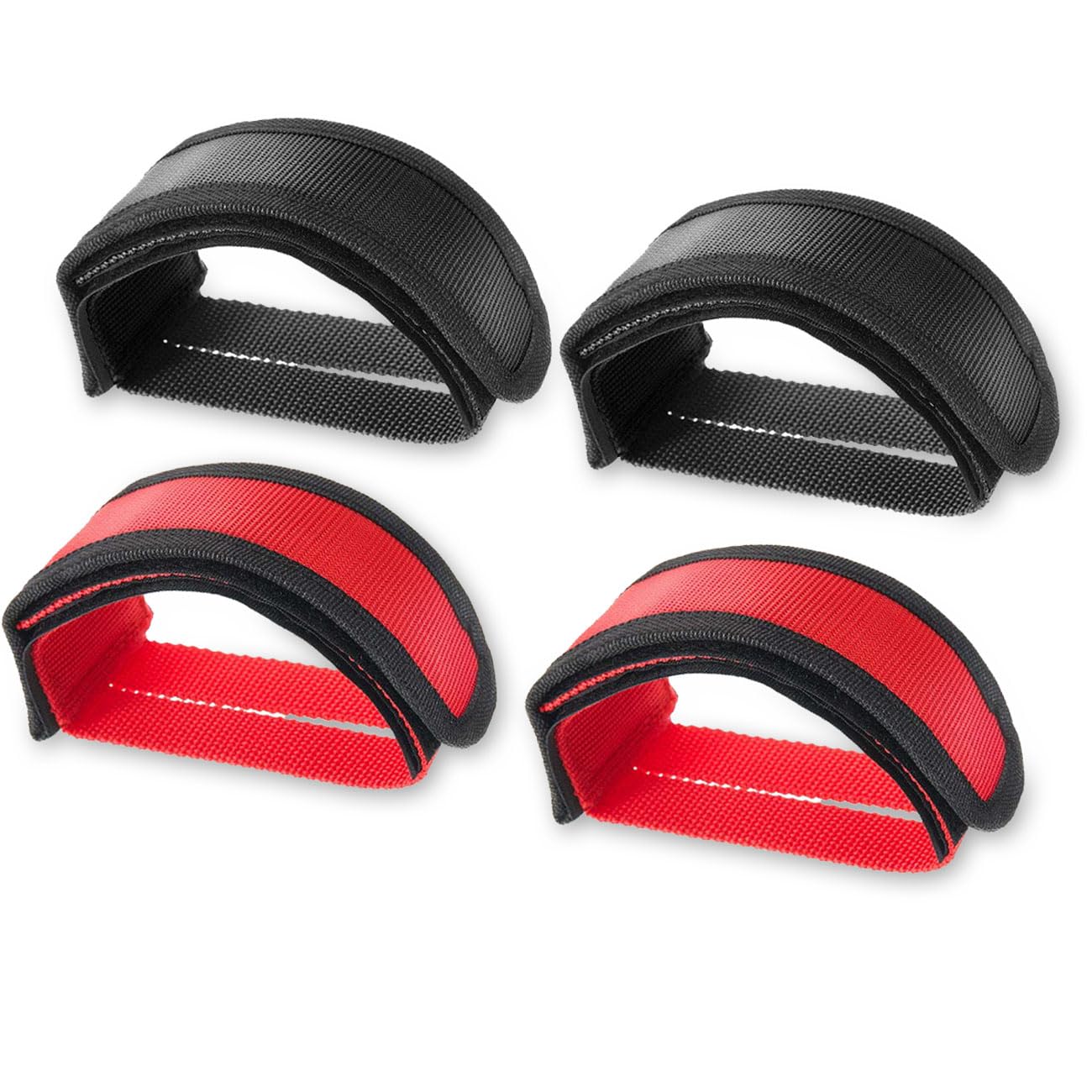 4 Pcs Bike Pedal Straps Adjustable Pedal Toe Clips Straps Tape for Fixed Gear Bike Anti-Slip Double Adhesive Bicycle Feet Straps for Fixed Gear, Road BMX, MTB（Red+Black） : Sports &