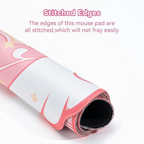 Miniatura 5 de GeekShare Alfombrilla de mouse grande para juegos, Kawaii rosa, antideslizante, con parte trasera de goma antideslizante, alfombrilla de escritorio