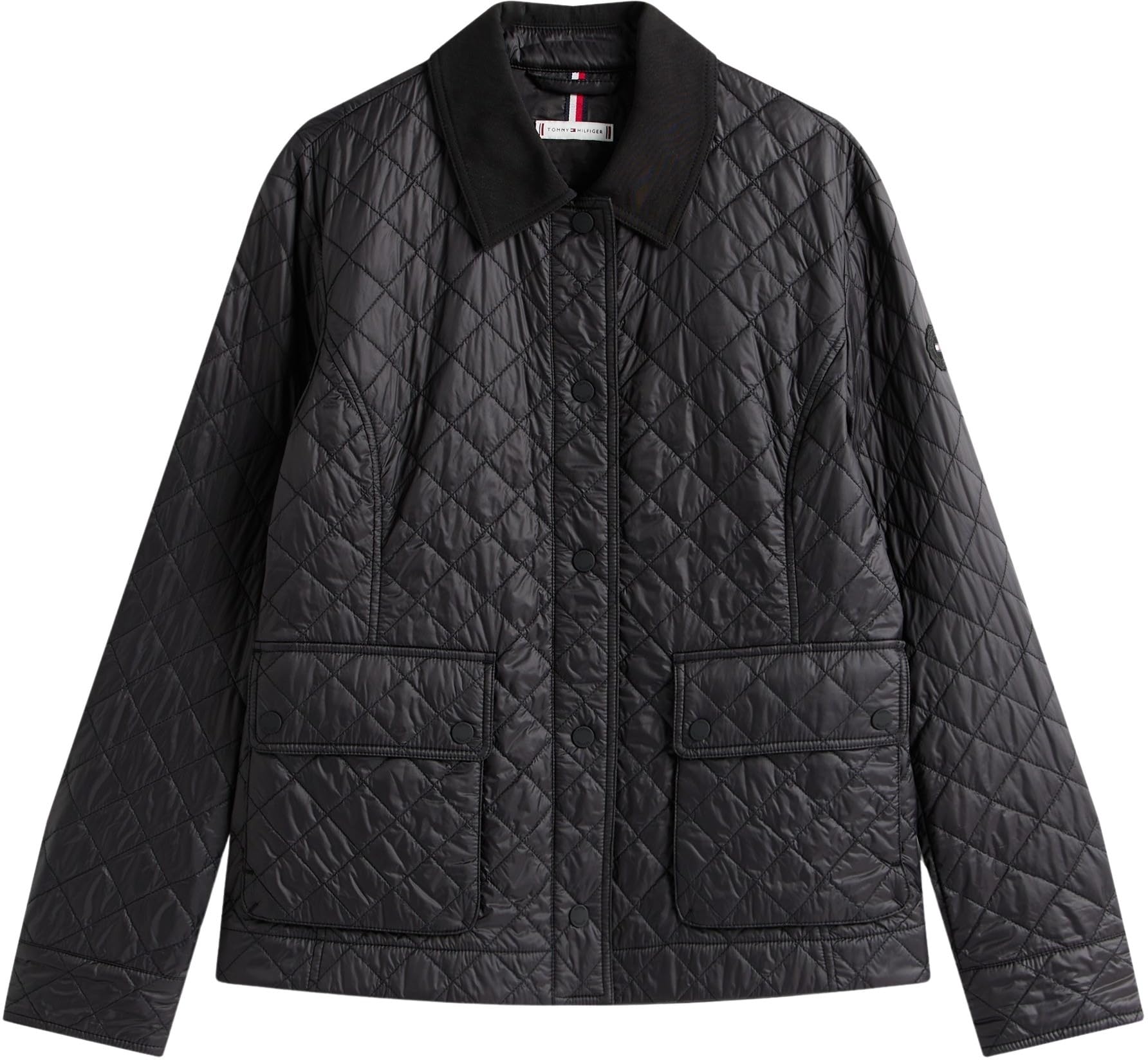 Tommy Hilfiger Donna Giacca Imbottita Padded Nylon Slim Quilted con Colletto a Punta