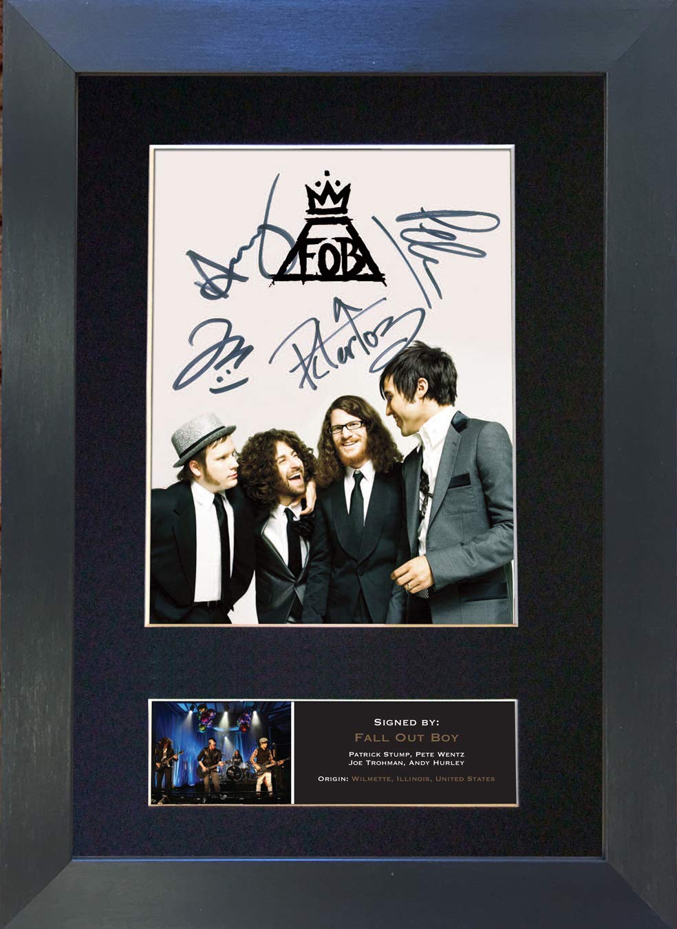 The Autograph Collector Boys Gold,Black Fall Out Signed Autograph Mounted Photo Reproduction Print A4 Rare (297 X 210Mm) #474 (Black Frame)