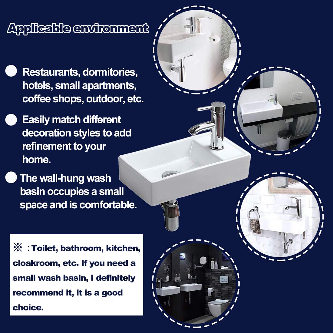 Buy Bathrooms Small Cloakroom Basin, Wall Mounted Basin, Rectangular