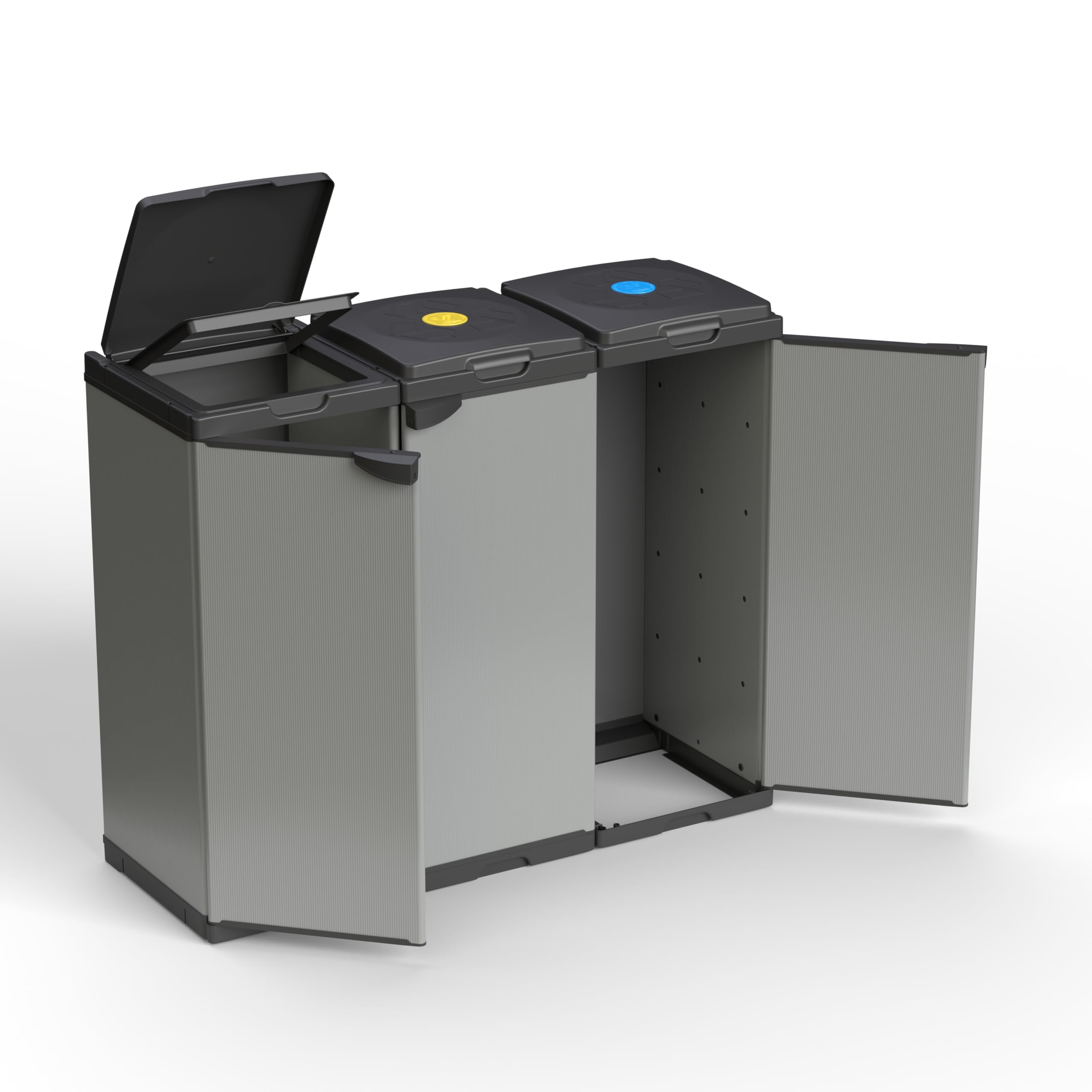 Adventa: Mobile Portasacco Tris per Raccolta differenziata in Plastica, Facile da Montare, Modular System, adatto a Sacchi da 80-110 L, 102L x 38P x 87H cm