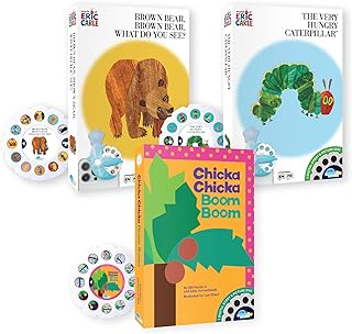 Moonlite Storytime Storybook Reels, 3 Story Set, Eric Carle The Very Hungry Caterpillar, Brown Bear, Chicka Chicka Boom Boom, Digital Stories for Projector, Early Learning Gifts for Kids 12 Months+
