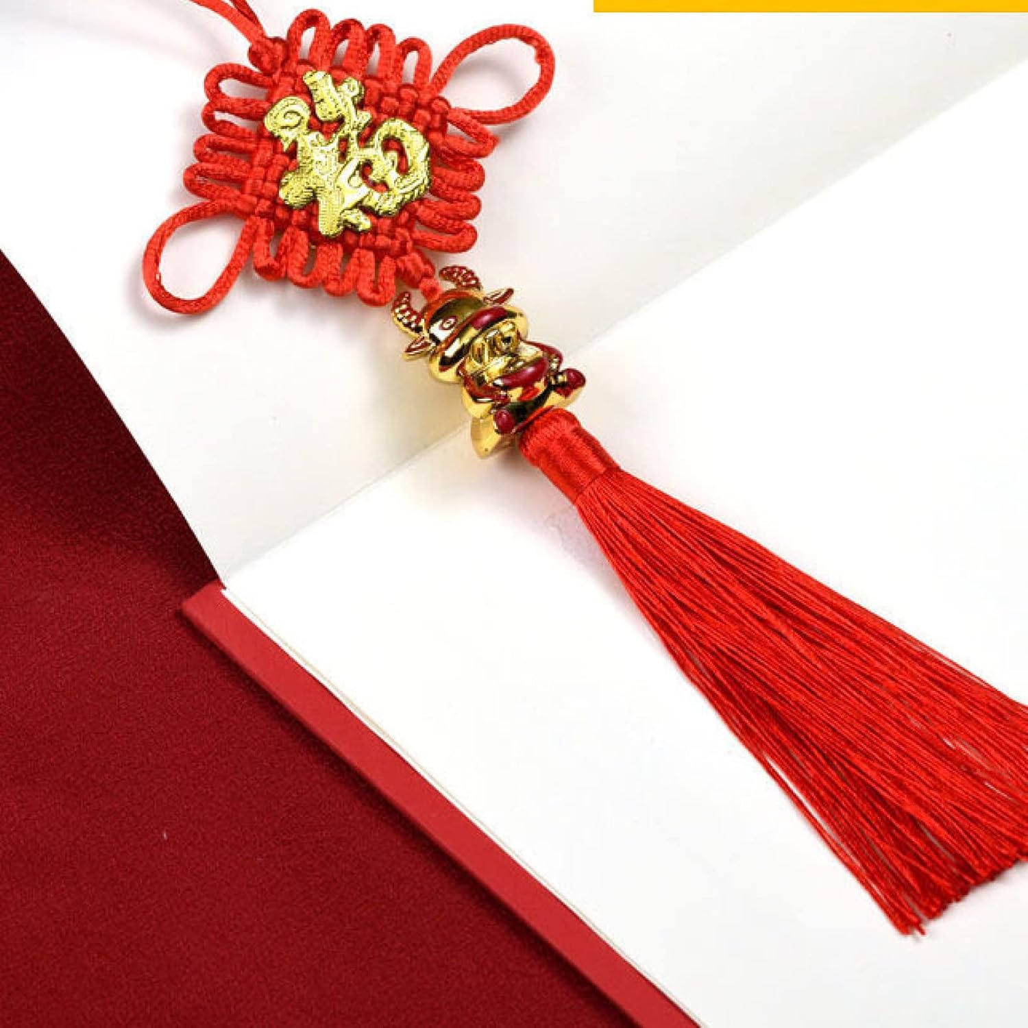 Chinese Knot,2Pcs Tassels Ornaments Red Chinese Style All-Match Knot Design Spring Festival Retro Decor Home Traditional Artistic(Fred)