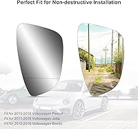 Vista 6 de 561857521A - Espejo calefactable para el lado del conductor con placa de respaldo para Volkswagen CC Eos Passat 2009-2016, vidrio convexo del lado