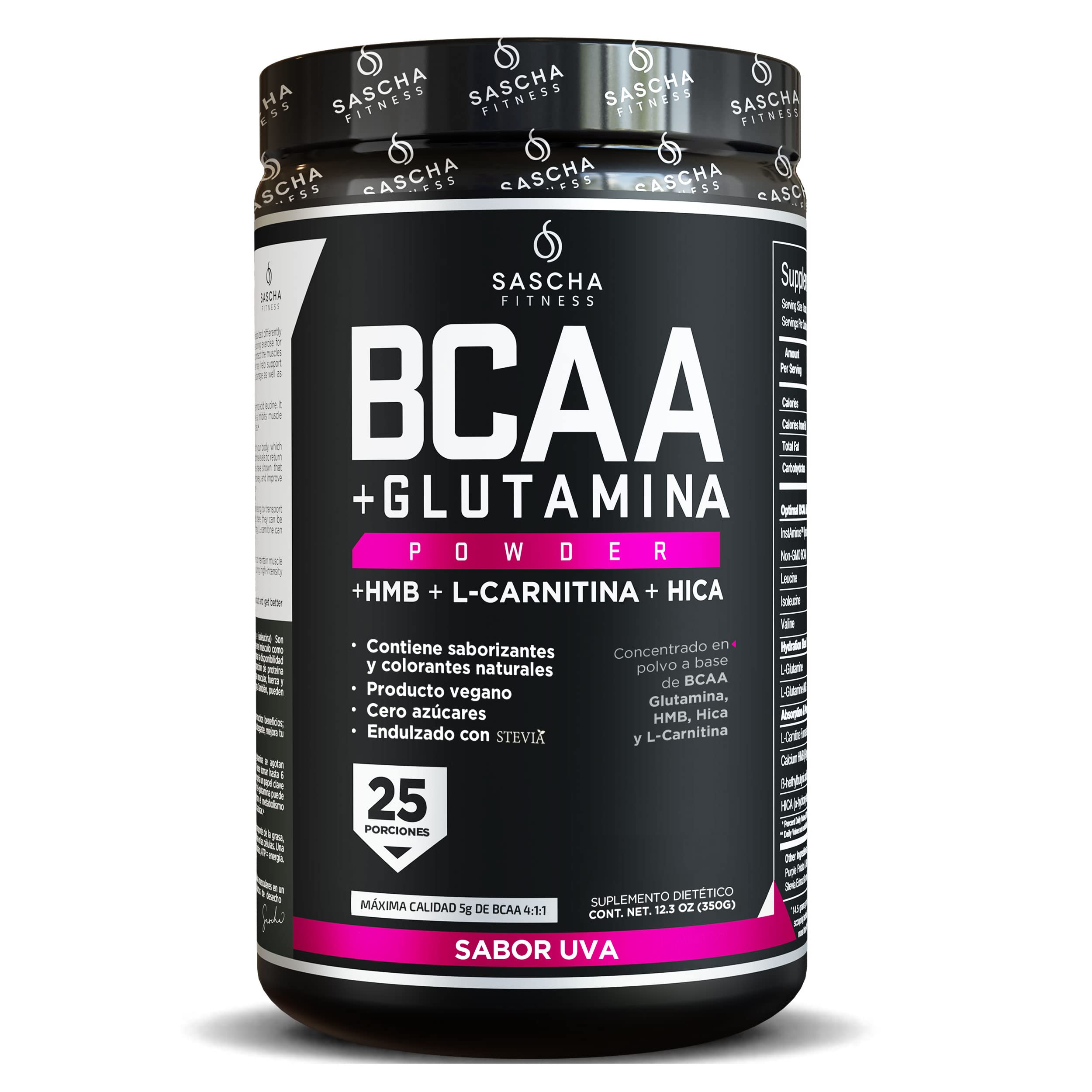 l carnitina y bcaa juntos SASCHA FITNESS BCAA 4:1:1 + Glutamine, HMB, L-Carnitine, HICA