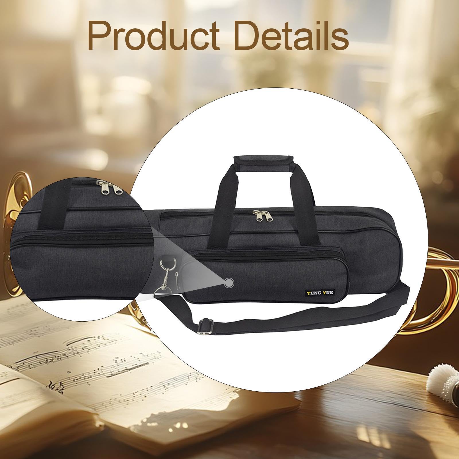 Bolsa Resistente Trompeta Pvc Lino Cremallera | asa reforzada, correa ajustable, dos compartimentos, forro grueso, protección arañazos