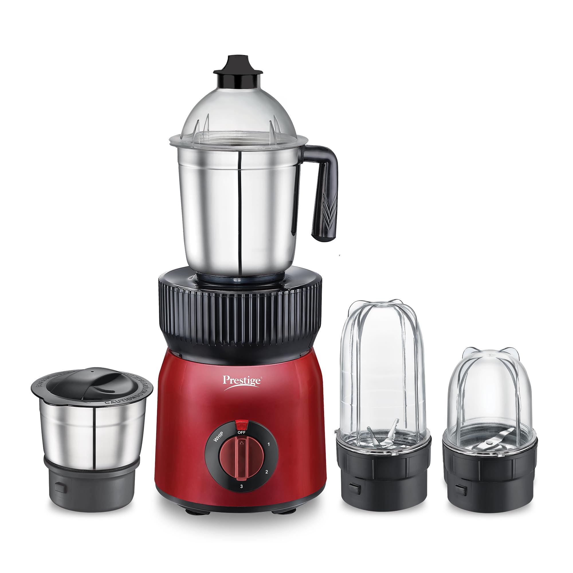 Prestige Fusion 4J 750 Watt Mixer Grinder with with 4 Jars (2 Stainless Steel + 2 Transparent) | Space-Saving Design | Extra Sipper & Storage Lid | Stainless Steel Blades | 2Y Warranty | ISI Certified-image-23