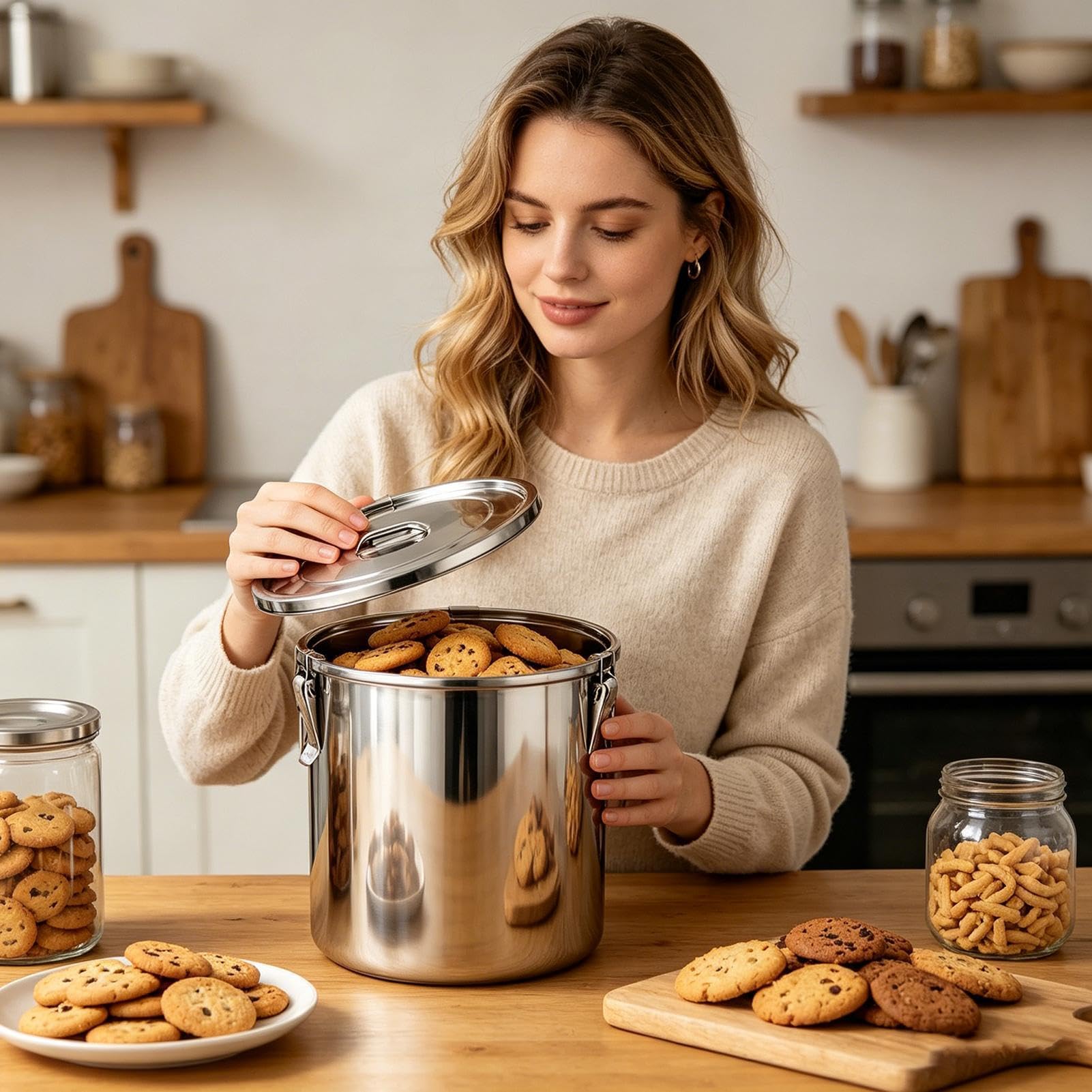Contenitori Alimentari In Acciaio Inossidabile Organizzazione Ermetica Da | Contenitore Caffè Per Dispensa Cucina Riso Cereali Biscotti Snack Chicchi Di Caffè Olio