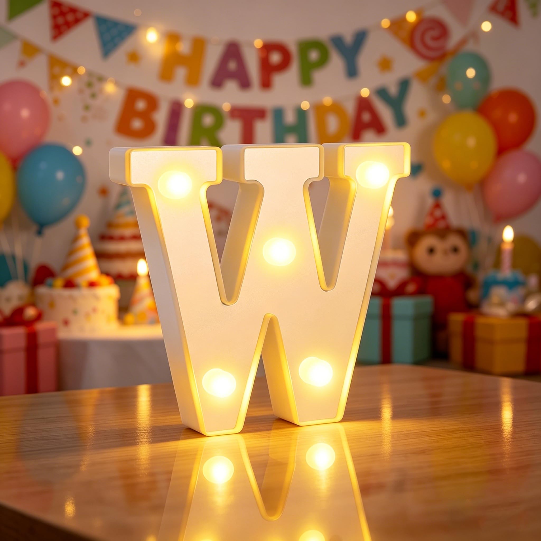 LED Light up Letters W, Letter Lights for Girls Women Bedroom, Warm White Alphabet Sign for Valentine Party Birthday Decorations (W)