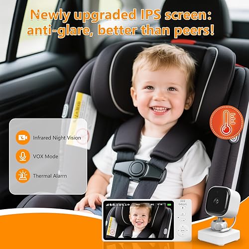 Miniatura 6 de Cámara inalámbrica de coche para bebé de 5 pulgadas HD 1080P IPS para asiento trasero de automóvil, alimentado por USB, monitor de asiento trasero