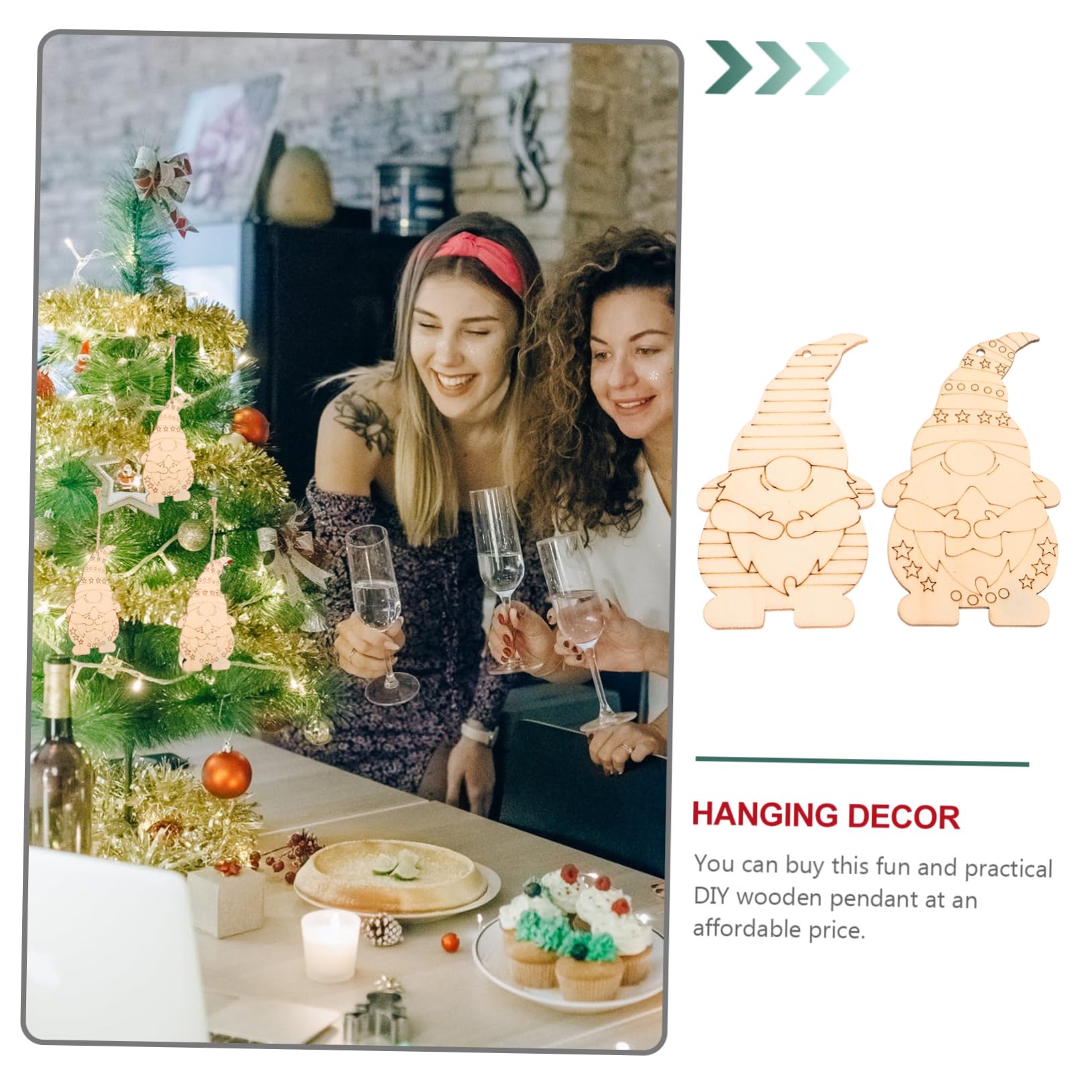 Operitacx 140 Piezas Colgante Enano Adornos Para Arboles De Navidad Colgante De Árbol De Navidad Rebanadas es De Adorno Del Árbol De o Navideño Khaki Madera