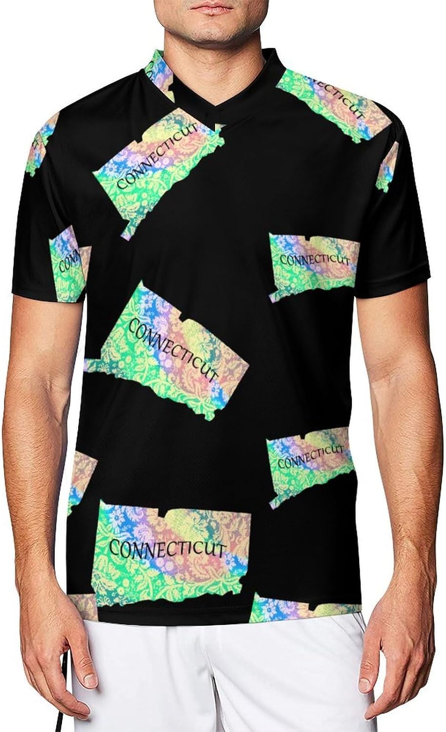 Connecticut Map Tie Dye Soccer Jersey Football Shirt Athletic Sports T-Shirt Personalized for Men Women