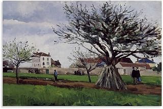 Camille Pissarro Spring Village Square Impressionist Art Poster French Rural Scene Canvas Painting for Bedroom Living Room Decor 18x12inch(45x30cm) Unframe-style