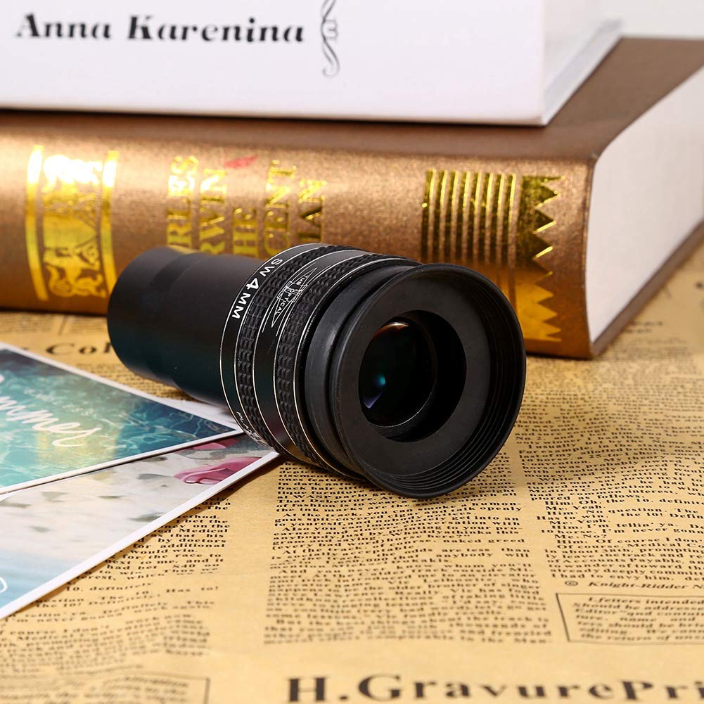 Ocular planetario de 4 mm, 1,25 Pulgadas y 58 Grados para telescopio, Ocular Negro para observación del Cielo Profundo con Lentes Completamente Multicapa, Amplio Campo de visión