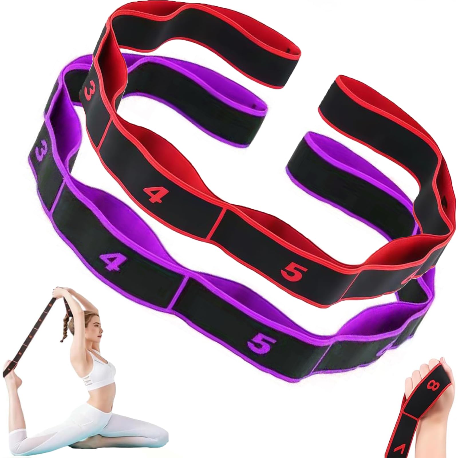 Photo 1 of ?2Pcs? Numbered Resistance Bands for Glutes & Yoga, Adjustable Pull Rope for Full Body Workout, Arm Leg Exercise Equipment for Home Gym Training(Red&Purple