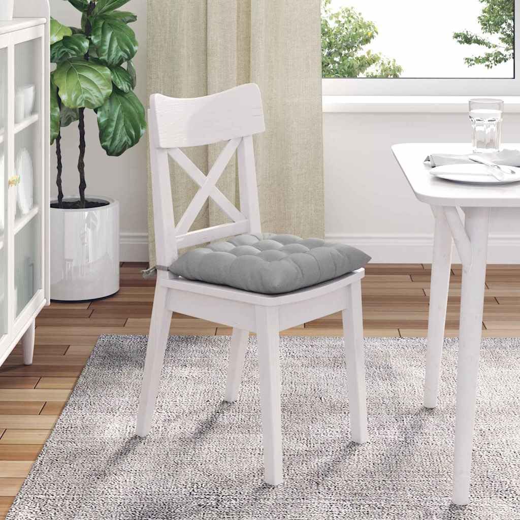 Sitzkissen 4 Stück Wolkengrau 40 x 40 x 6 cm Stoff mit rutschfesten Bändern, waschbarer Bezug für Esszimmer, Büro, Balkon, ergonomische Polsterauflage und Sitz-Erhöhung