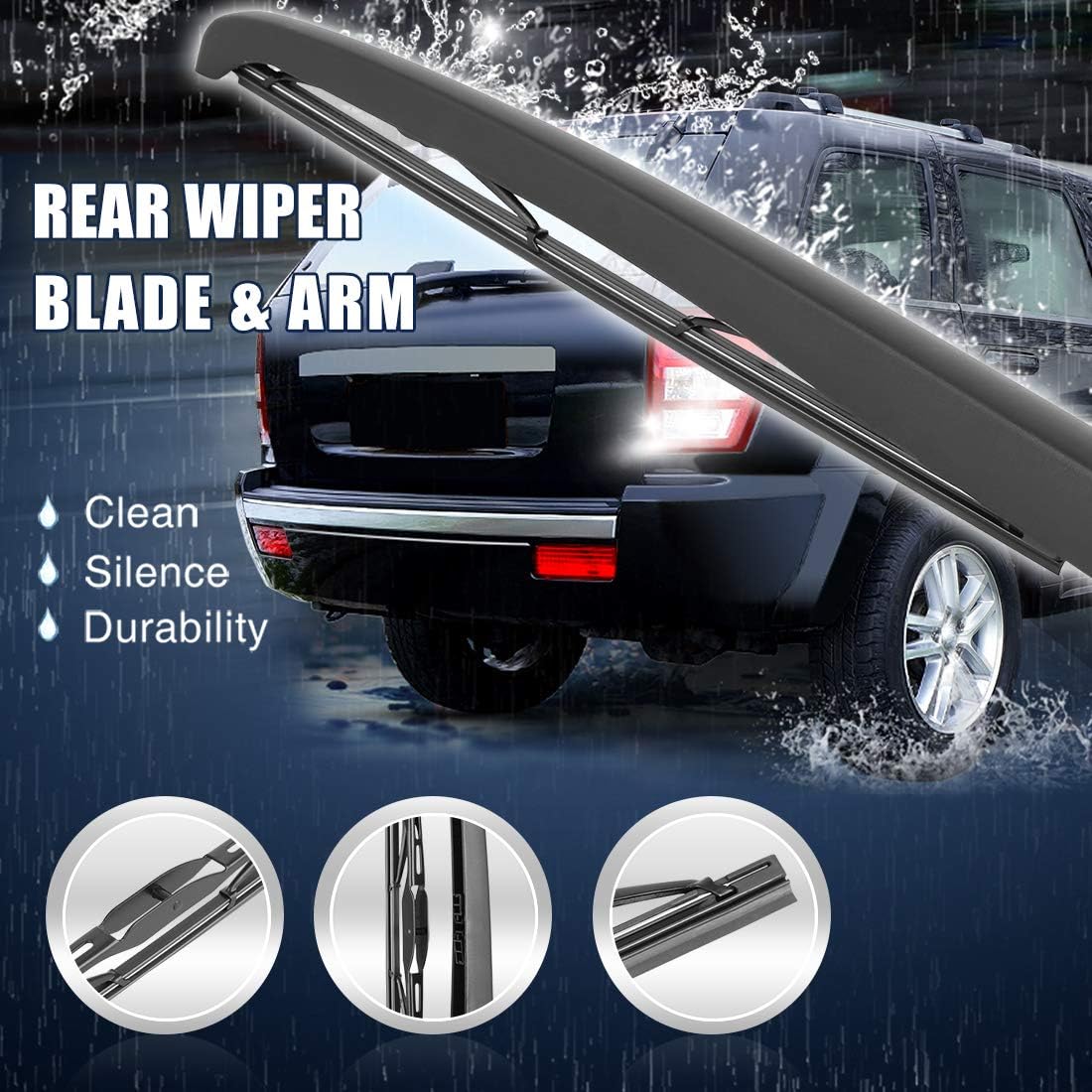 X AUTOHAUX Rear Windshield Wiper Blade Arm Set for Kia Sportage 2010-2015 13 Inch 330mm
