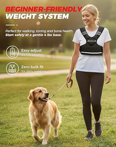 Miniatura 2 de BAGAIL Chaleco con peso ajustable para mujeres y hombres, 4-10 libras, 12-18 libras, 20-32 libras, chaleco de peso para entrenamientos en casa con 6