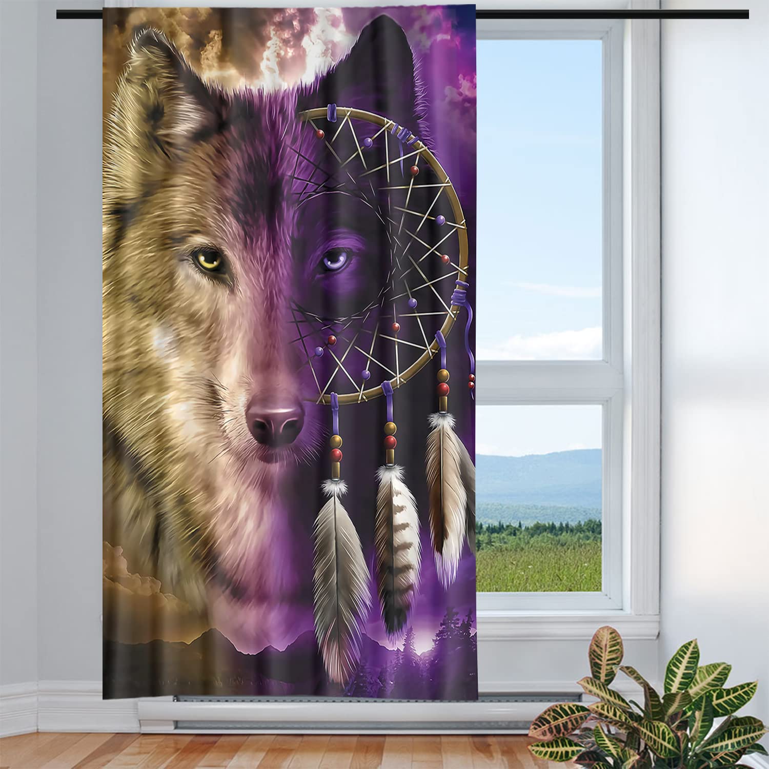 Rideaux pour salon motif loup attrape-rêves chic de 135 x 175 cm