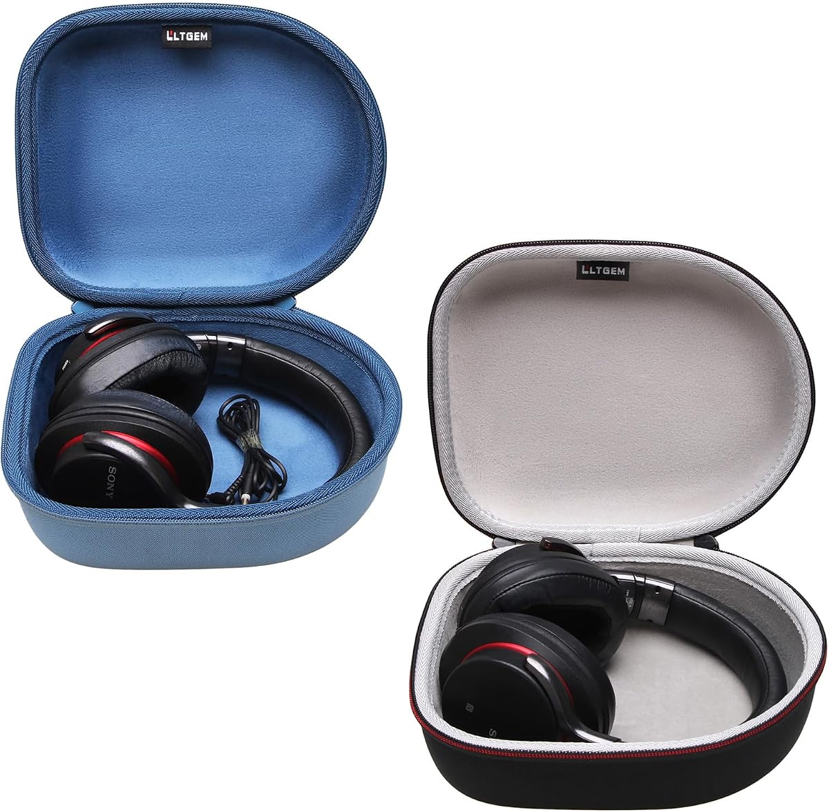 Headphone Headset Case for JBL, Beats, Sony, Soundcore Anker, Raycon, TOZO, SteelSeries, Logitech, Jabra, Bose, Audio-Technica, Sennheiser Headphones, Black+Grey & Blue