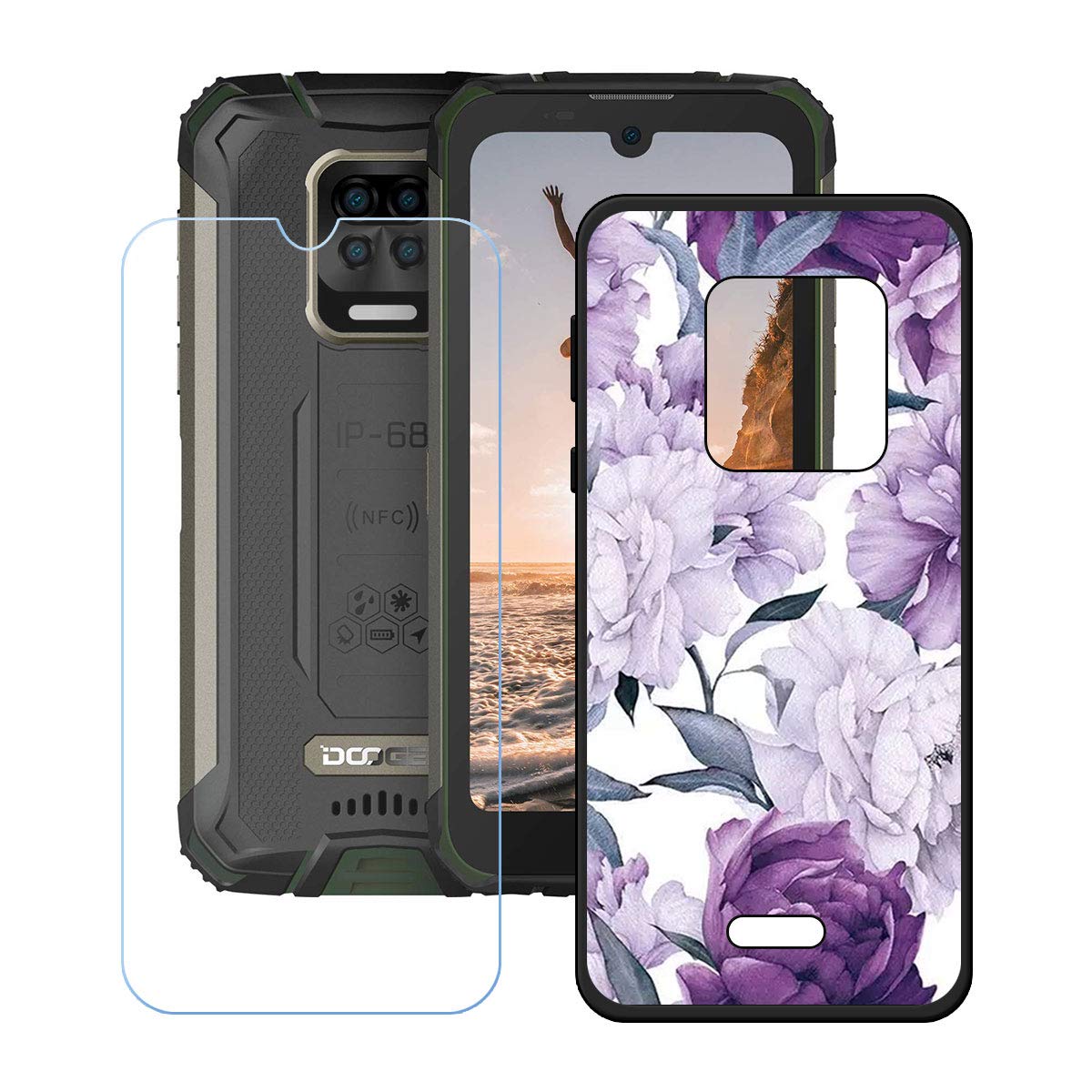 Custodia Per Doogee S59 PRO + 2 Pellicole Vetro Temperato: Cover Trasparente In TPU Morbido, Protezione Antiurto Per Schermo 5.70 Pollici