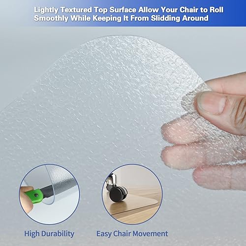 Miniatura 5 de Amyracel Tapete para silla para suelo de madera dura, 36 x 48 pulgadas, tapete protector de piso de oficina fácil de deslizar para oficina en casa