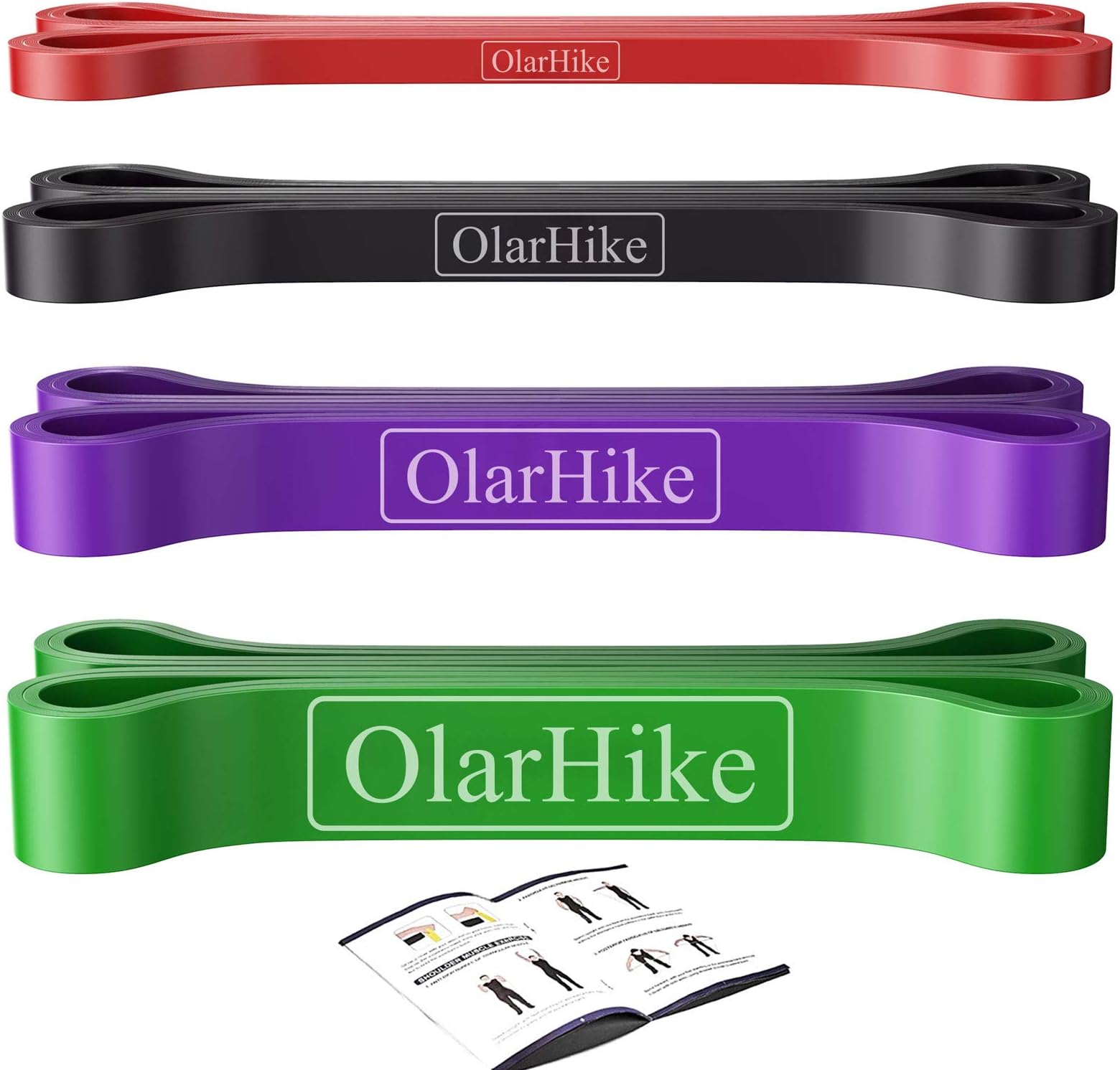 OlarHike Resistance Pull Up Bands Set, Exercise Workout Bands for Women & Men with 2 Foam Handles, Band Guard, Door Anchor, for Working Out, Fitness