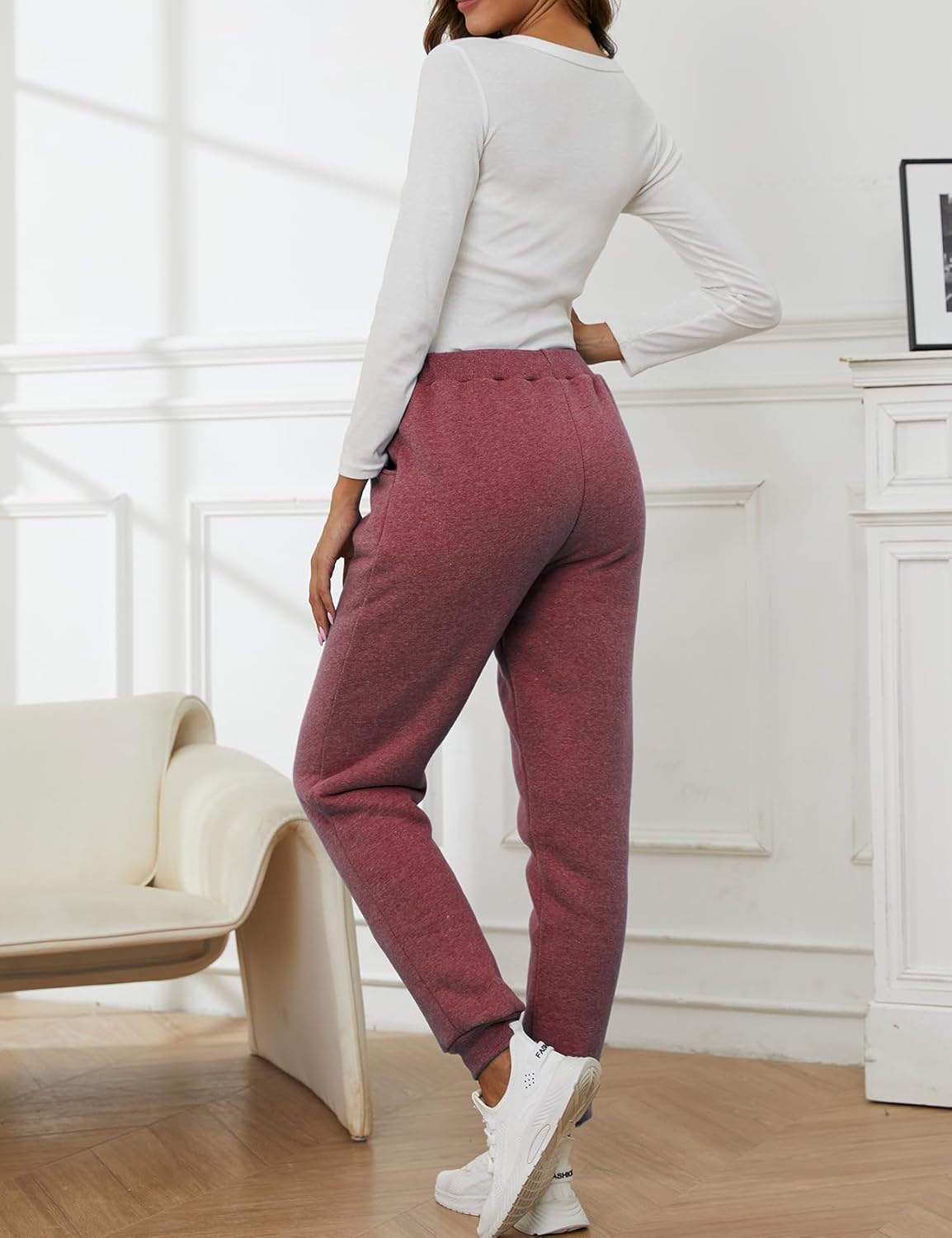 Gihuo Women's Winter Warm Fleece Pants Sherpa Lined Sweatpants Jogger Track Pants Athletic Active Lounge Pants - Image 5