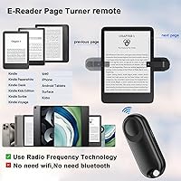 Vista 6 de RF - Control remoto de giro de página para accesorios Kindle Paperwhite, iPad, lectura Kobo, Surface, cómics/novelas, tabletas Android, toma de Negro