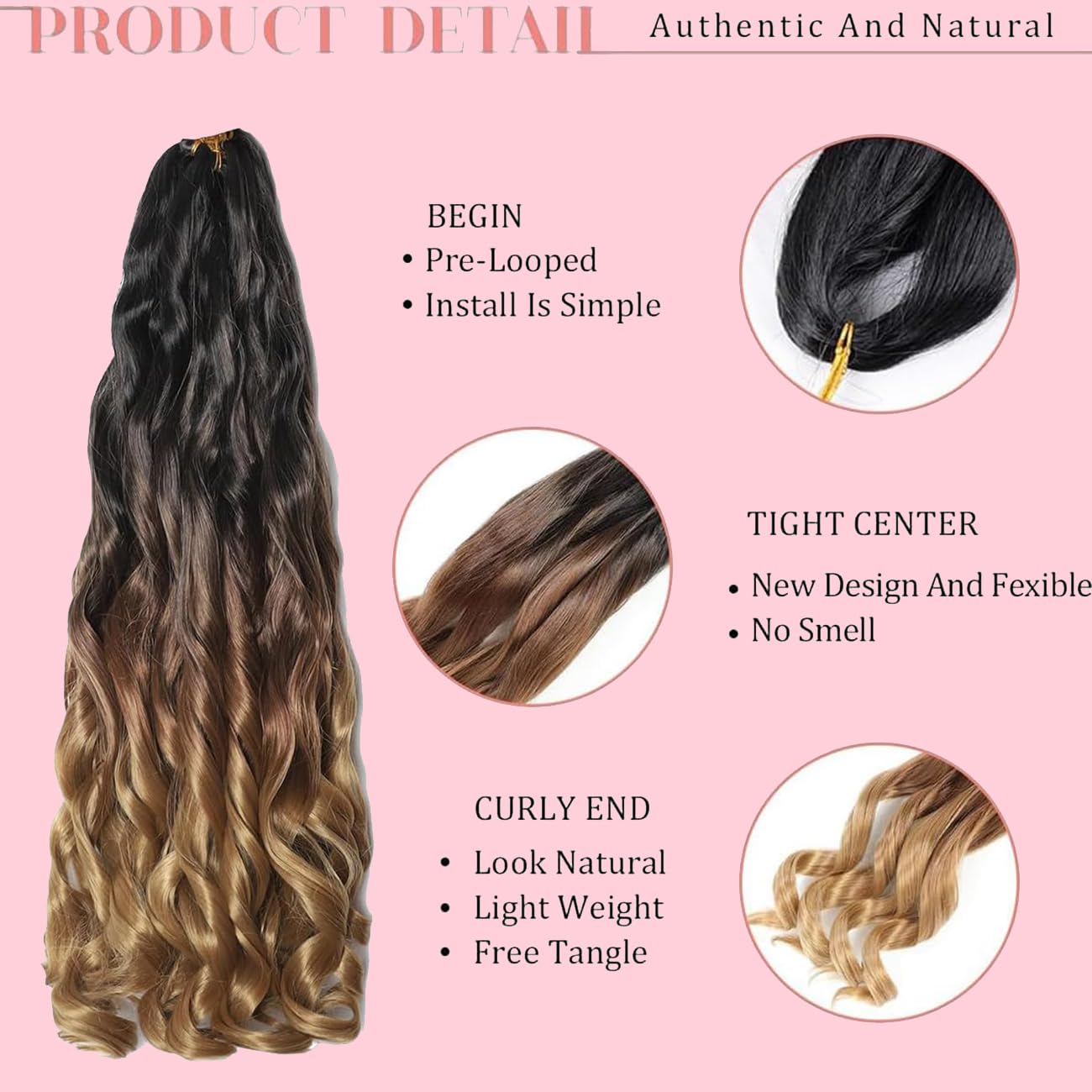 French Curl Braiding Hair 24 Inch 8 Packs Pre Stretched Loose Wave Bouncy Braiding Hair Spanish Curly Ends Synthetic Hair Extensions for Braiding(1B/30/27) - Image 3
