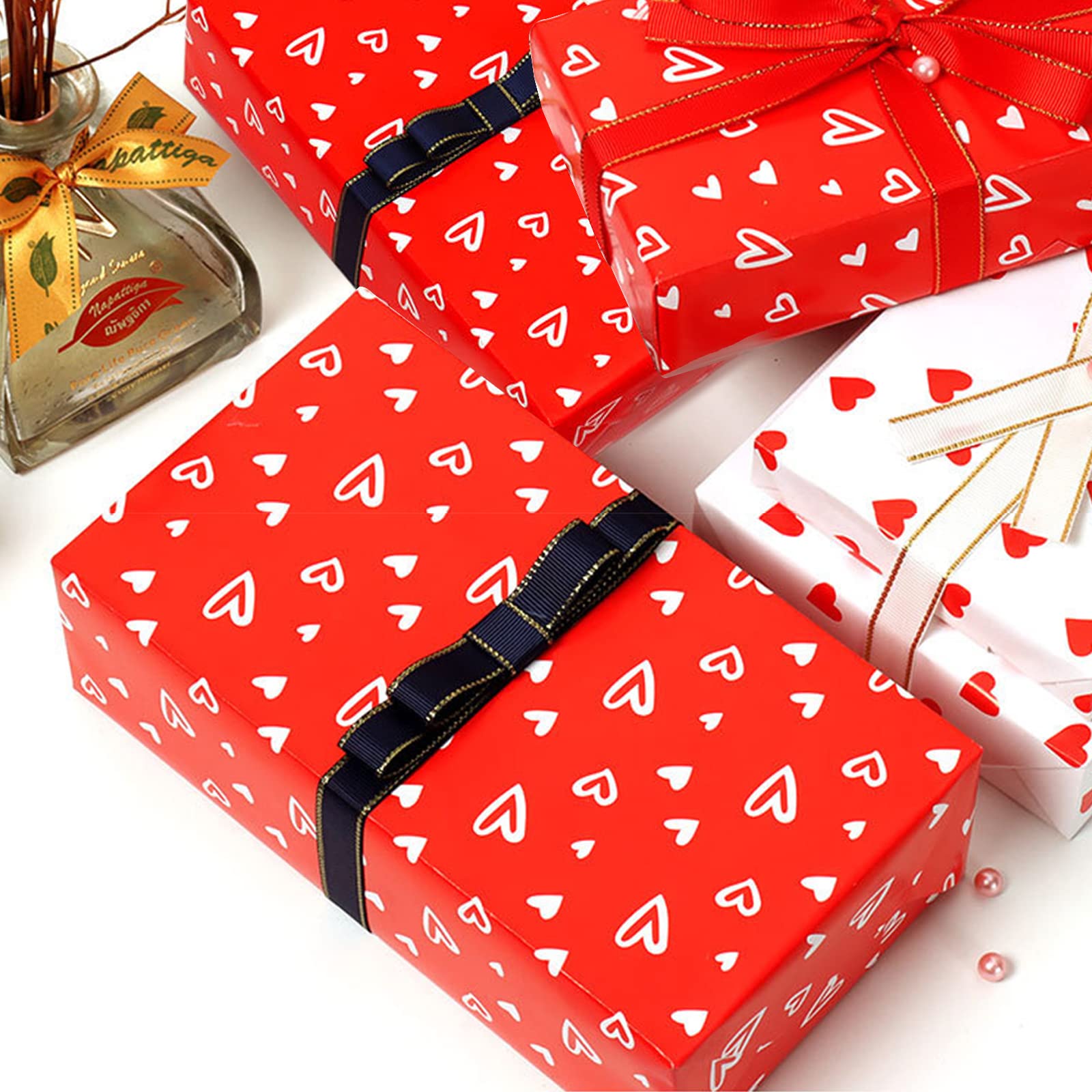 Papier De Soie En Forme De Cœur Rouge - Lot De 20 Feuilles 50x35 Cm, Pour Emballage Cadeau Saint-Valentin - 2