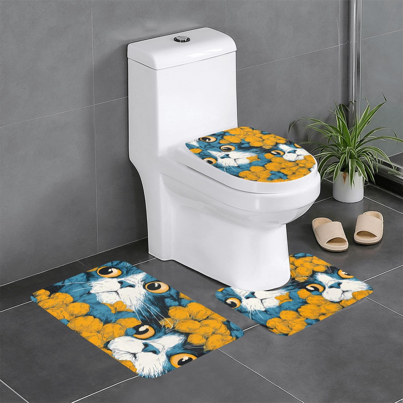 Tapis de salle de bain chat pour une décoration de toilettes cosy et moderne