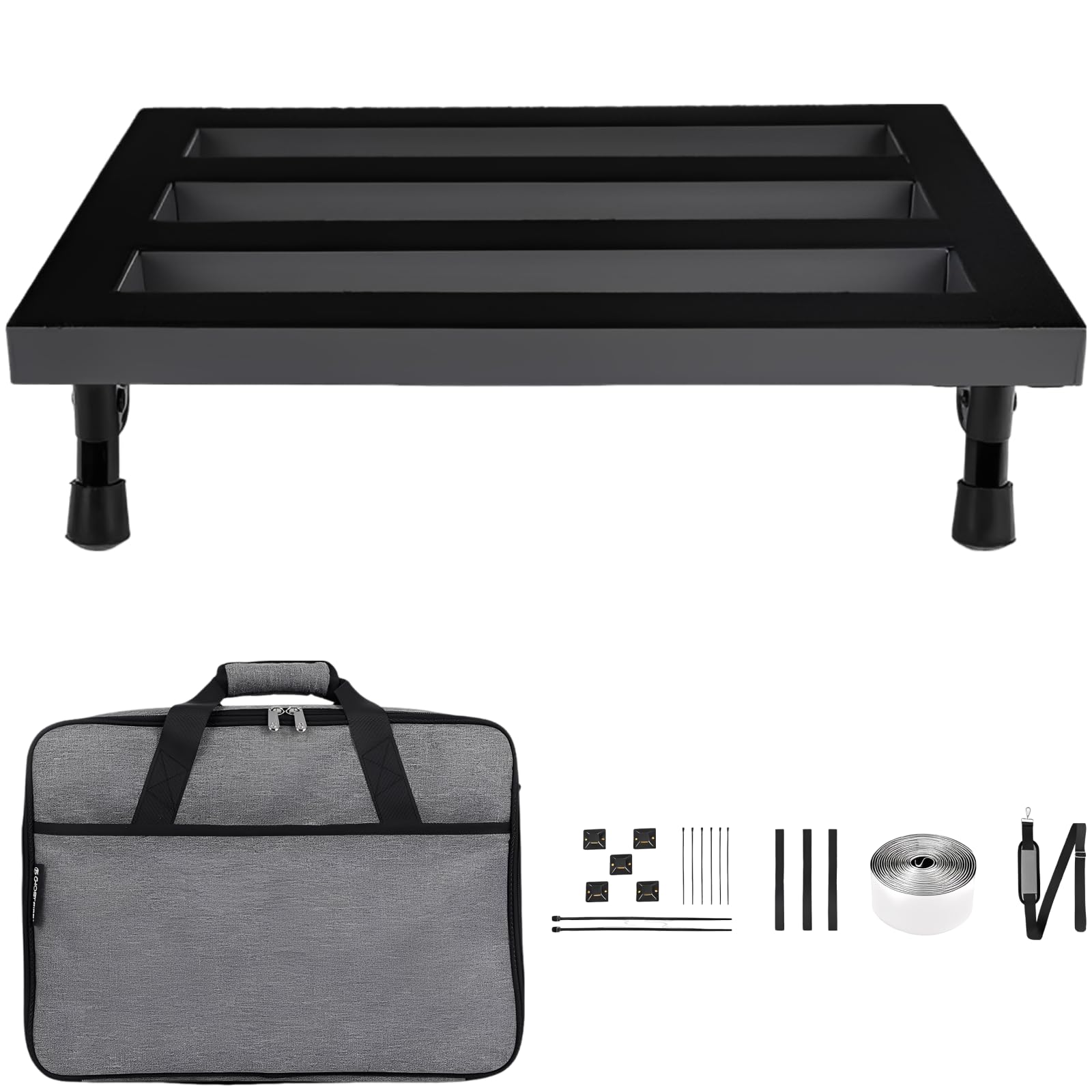 Zestaw pedalboardów, pedalboard ze stopu aluminium, 40 x 16 x 8 cm, z torbą do przenoszenia, paskiem na ramię, zapięciem na rzep, przenośna, mała tablica do pedałów gitarowych