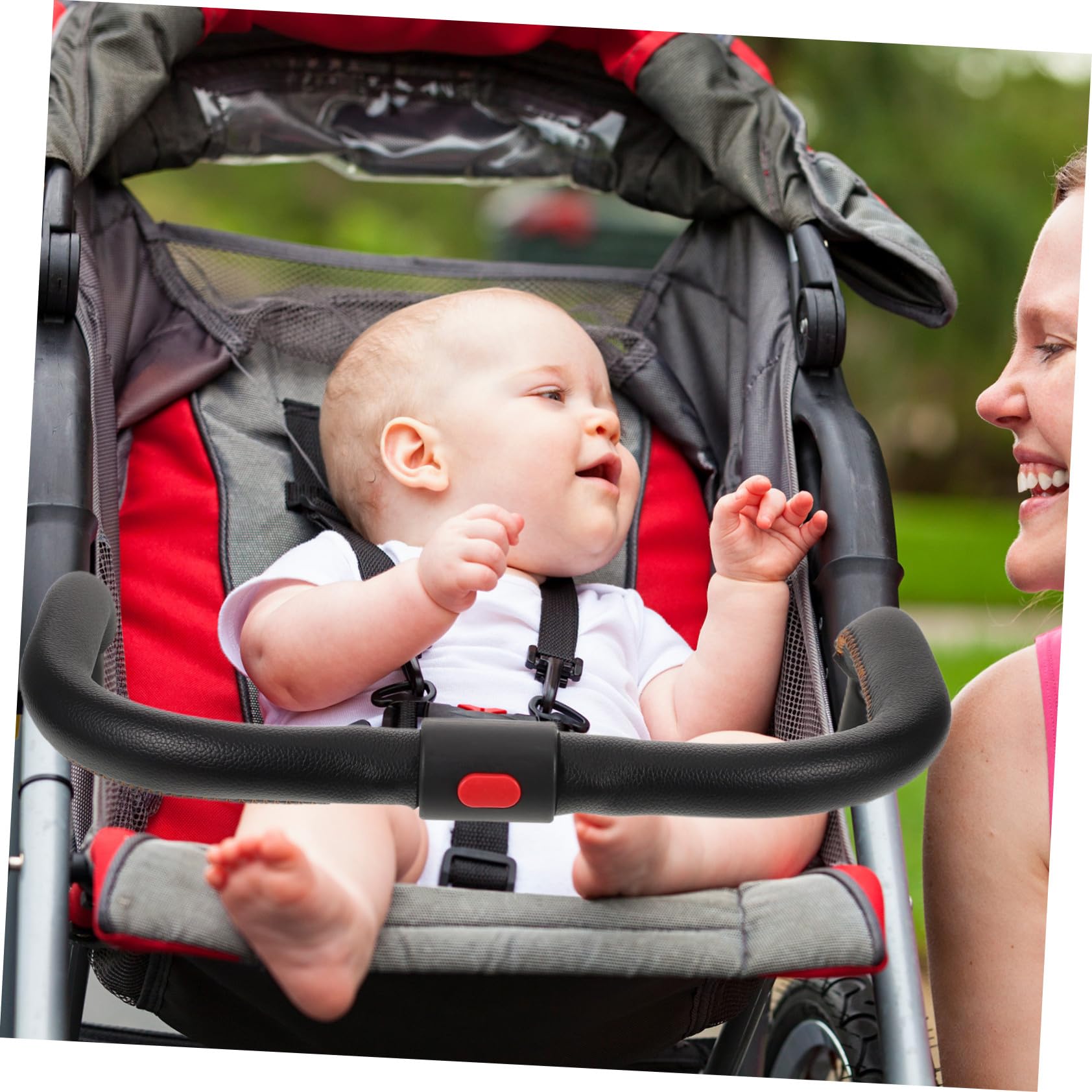 Kinderwagen Armlehne Abnehmbare Sicherheitsbügel aus PU Leder Komfortabler Schutzbügel für Kleinkinder Stroller Zubehör mit Stil und einfacher Handhabung
