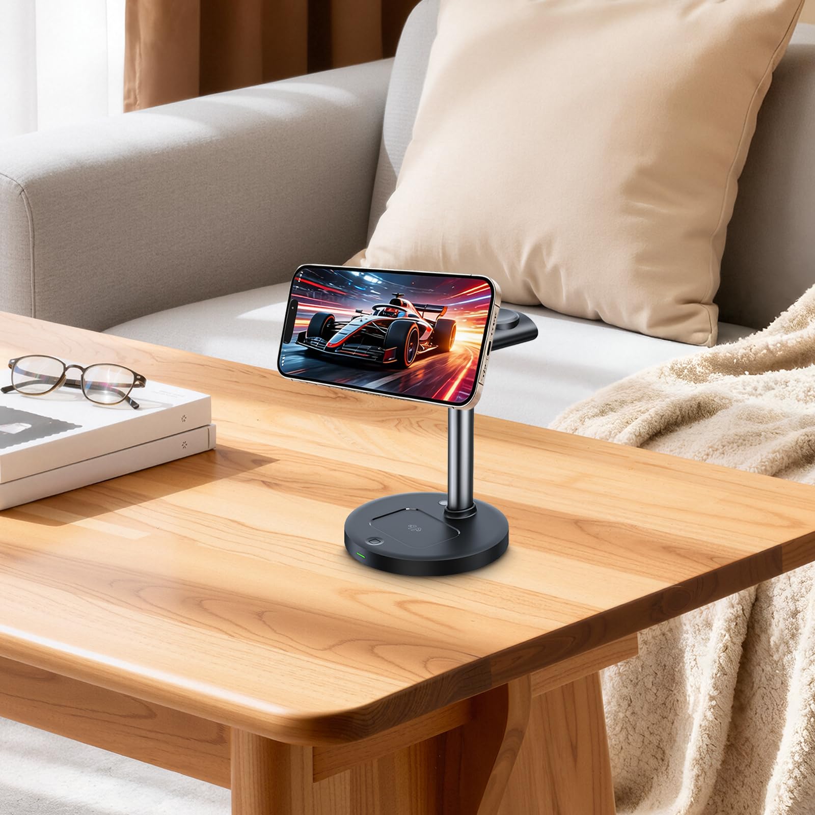 Caricabatterie magnetico Raffreddamento TEC 25W Qi 2.2 Ricarica Rapida 3 in 1 per il telefono auricolare Orologio