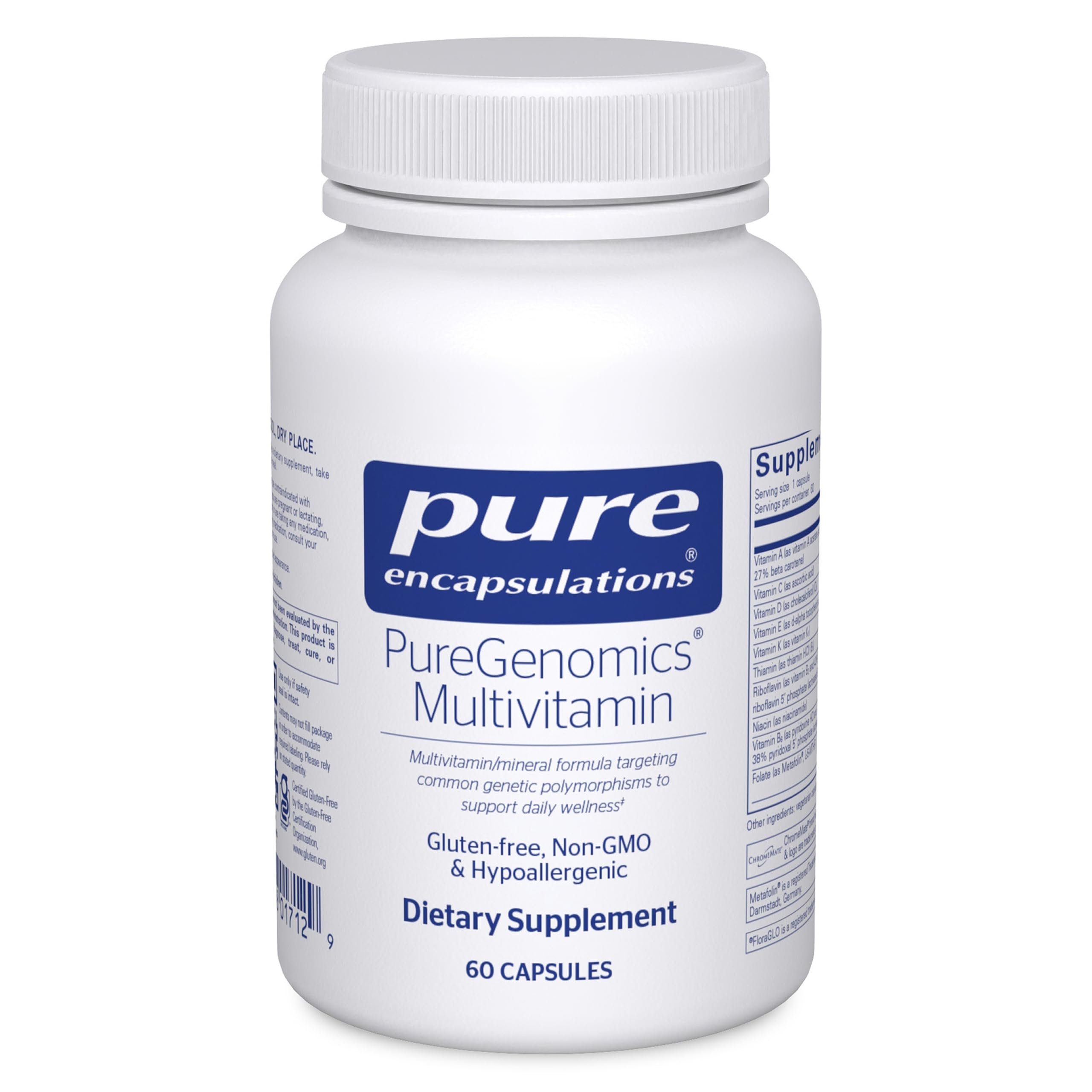 Pure Encapsulations PureGenomics Multivitamin - Supplement to Support Nutrient Requirements of Common Genetic Variations - with Vitamin A,B,C,D,E, K & Minerals - 60 Capsules