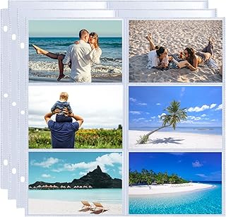 20 Pack 4x6" Photo Album Refill Pages 12x12 for 3 Ring Binder Album, Ultra-Clear Photo Sleeves Holding 240 Pictures, Double-Sided 6 Pockets Photo Pages , Photo Sheet Protector for Photos and Postcards