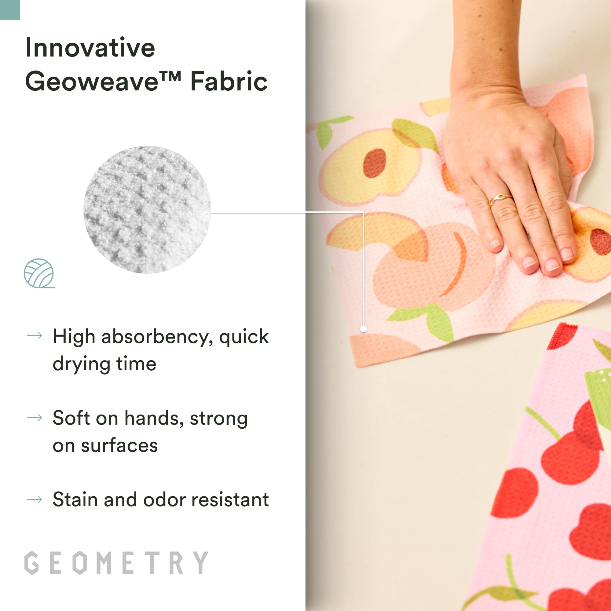 Geometry Paños de Cocina – Colección Primavera y Verano – Paños de Cocina Premium con Tejido geográfico – Toallas de Cocina absorbentes y de Secado rápido – Sweet Spring, 10 x 10 Pulgadas – 3 Piezas